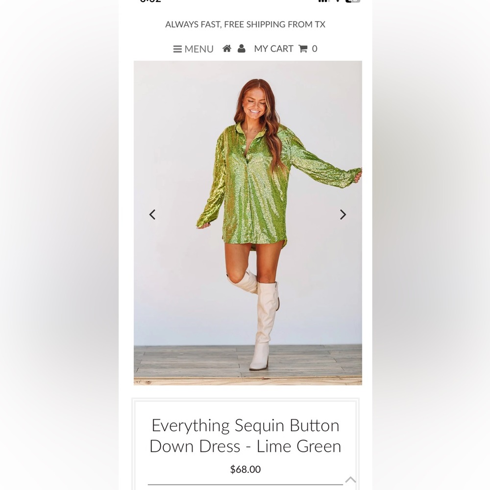 Green sequence mini dress or button down shirt